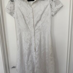 Ann Taylor White Lace Midi Dress